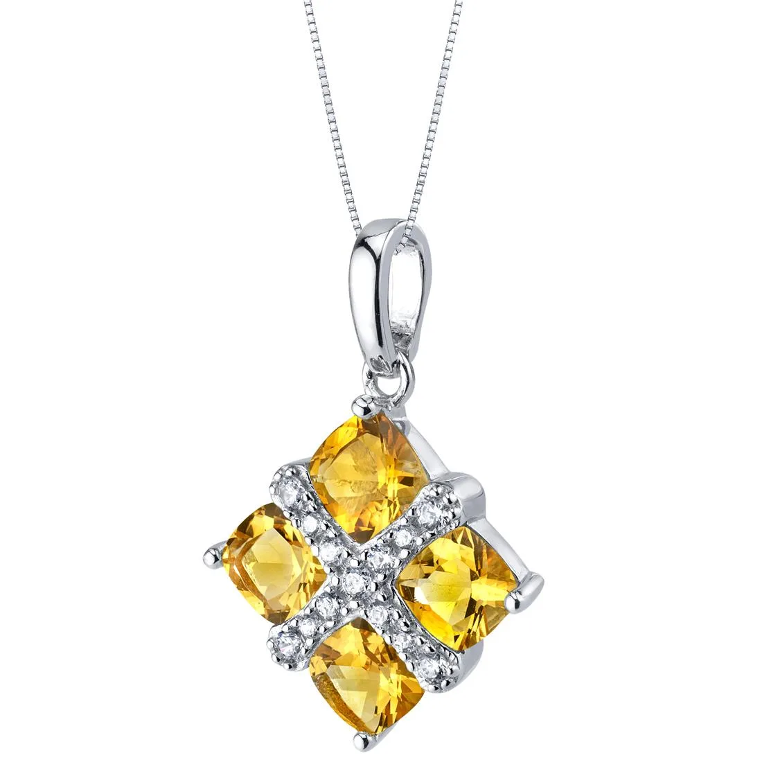 Oravo Oravo Citrine Quad Pendant Necklace Sterling Silver 18" .925 — product photo