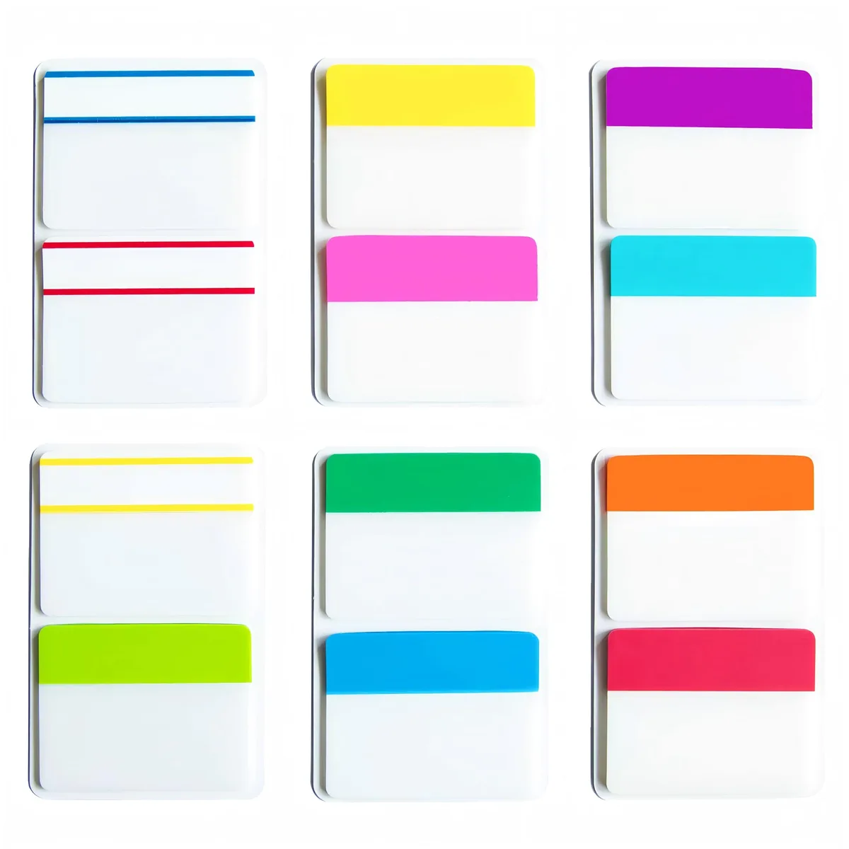 Pack of 240 neon square sticky tabs in 12 colors