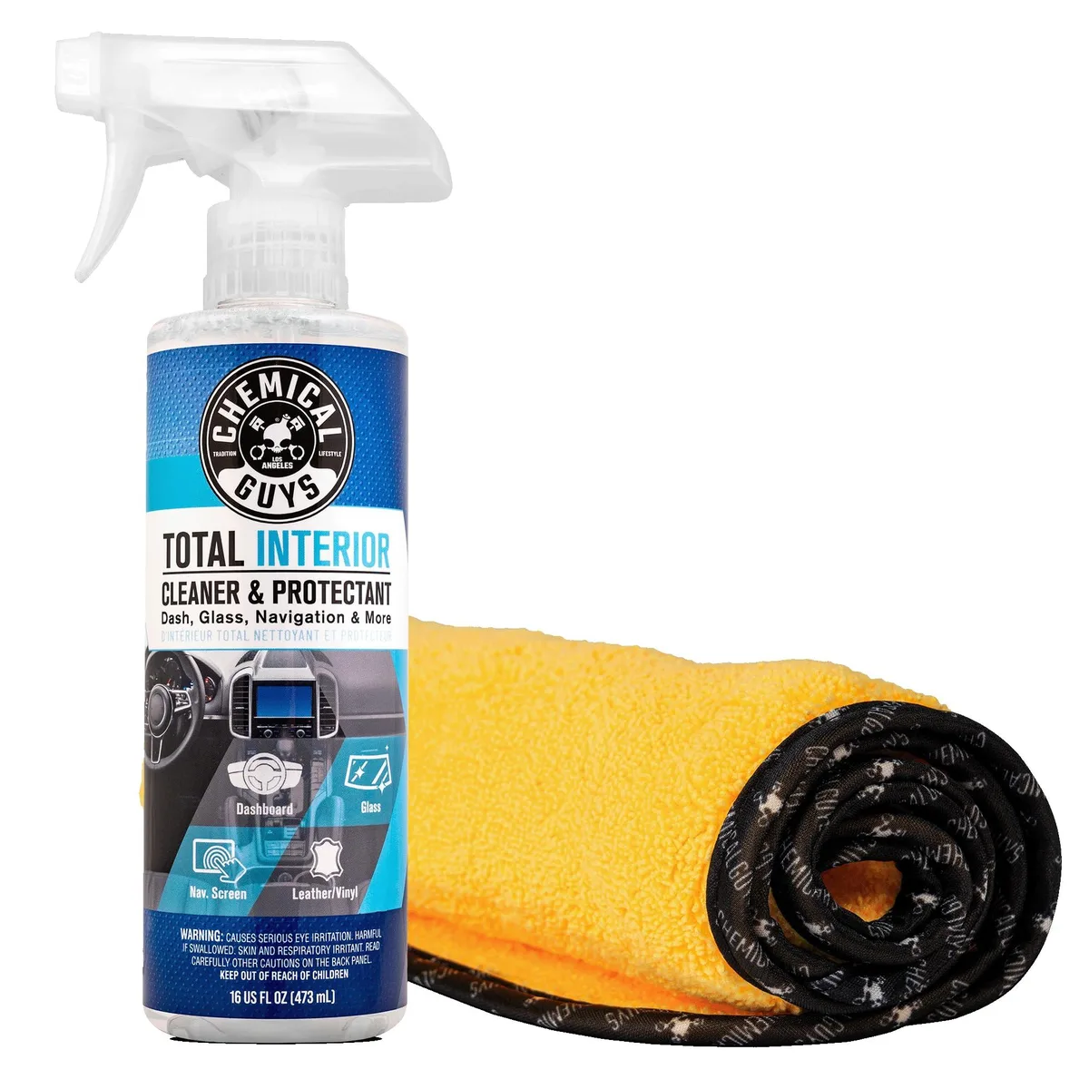 Scosche HOL504 16 oz spray bottle with microfiber towel