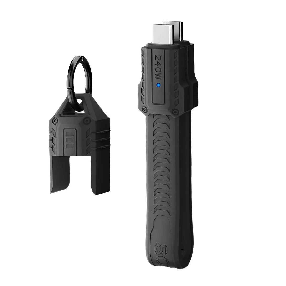 Fervit Fervit USB5.0 Flat Slim FPC Cable 240W 80Gbps 13cm Black Lanyard Strap Chain — product photo