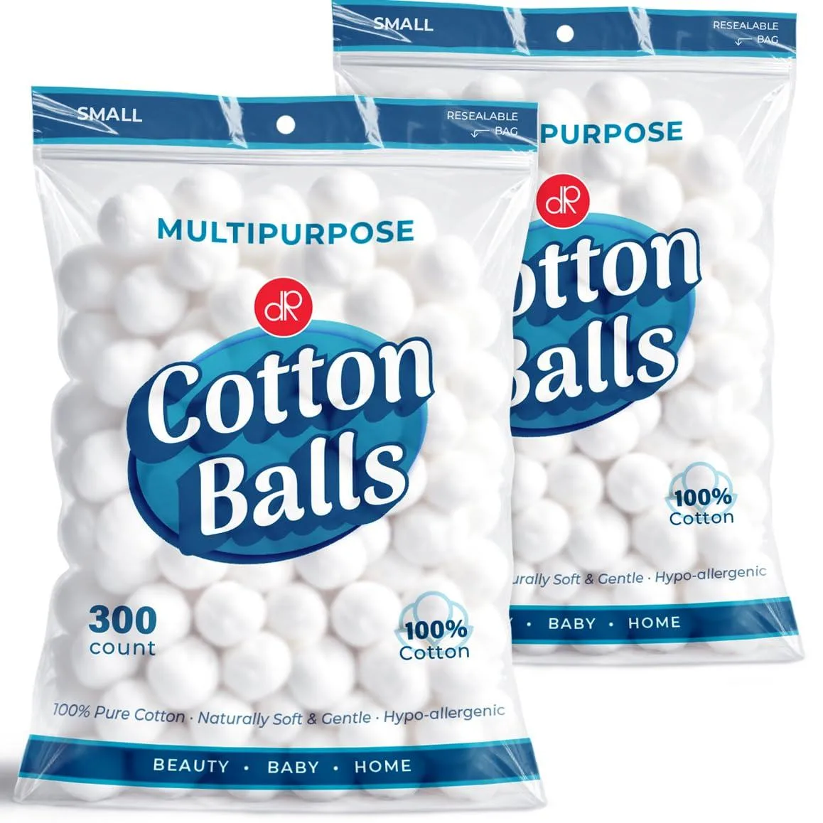 White bag containing 600 small cotton balls