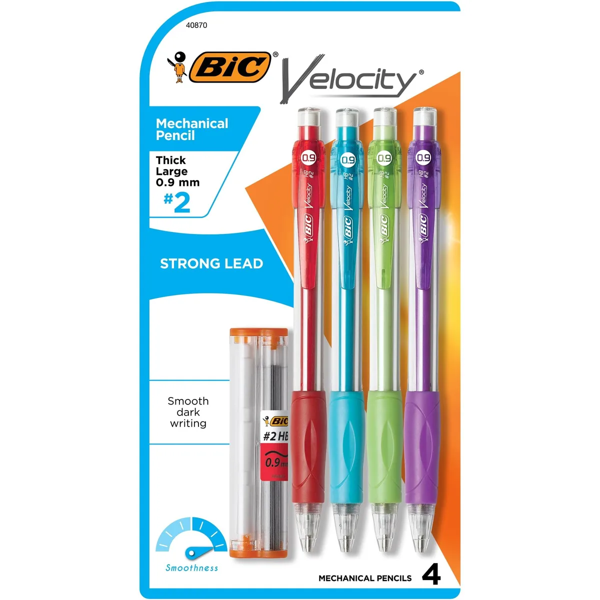 None Continuous None Continuous BIC Velocity Mechanical Pencil .9 mm 4 Count — product photo