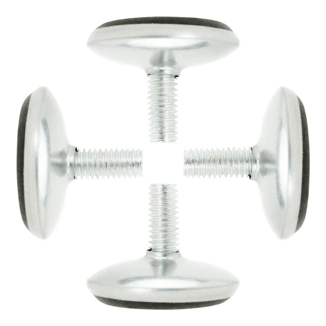 Four M8 adjustable leveling feet with T-nuts, 17mm thread, 30mm base