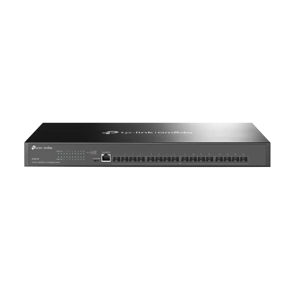 TP-Link TP-Link JetStream TL-SX3016F V1.6 network switch 16 x 10 Gigabit SFP+ rack-mountable — product photo