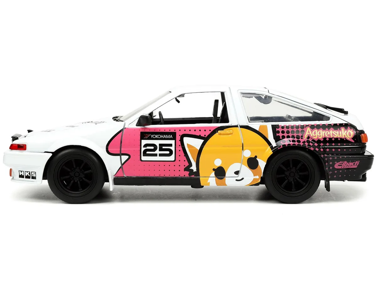 Jada Jada 1986 Toyota Trueno AE86 RHD #25 White Aggretsuko 1/24 Diecast Vehicle — product photo