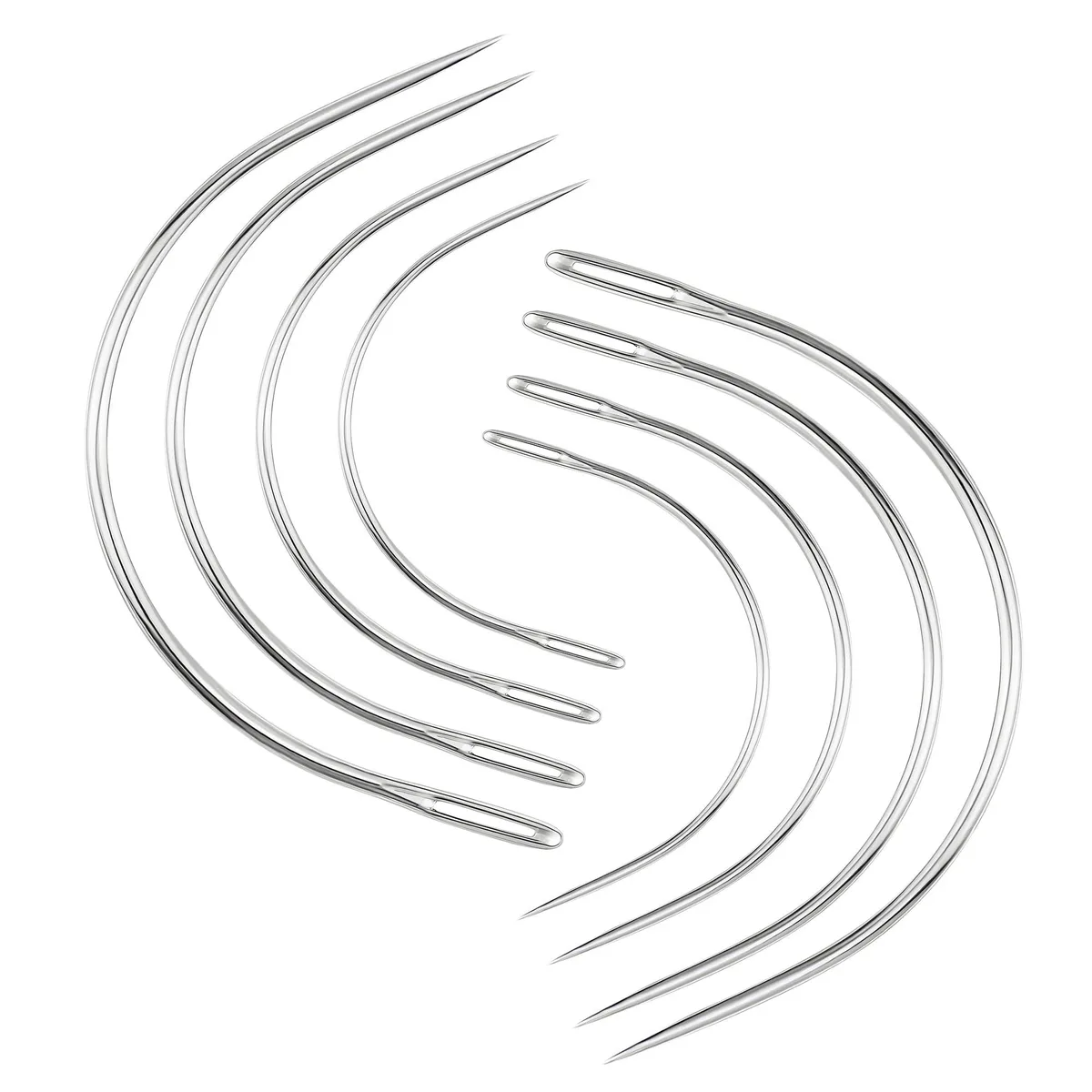 BlingKingdom 8 PCS Curved Needle Set Silver 2.5 3.5 .009 — product photo