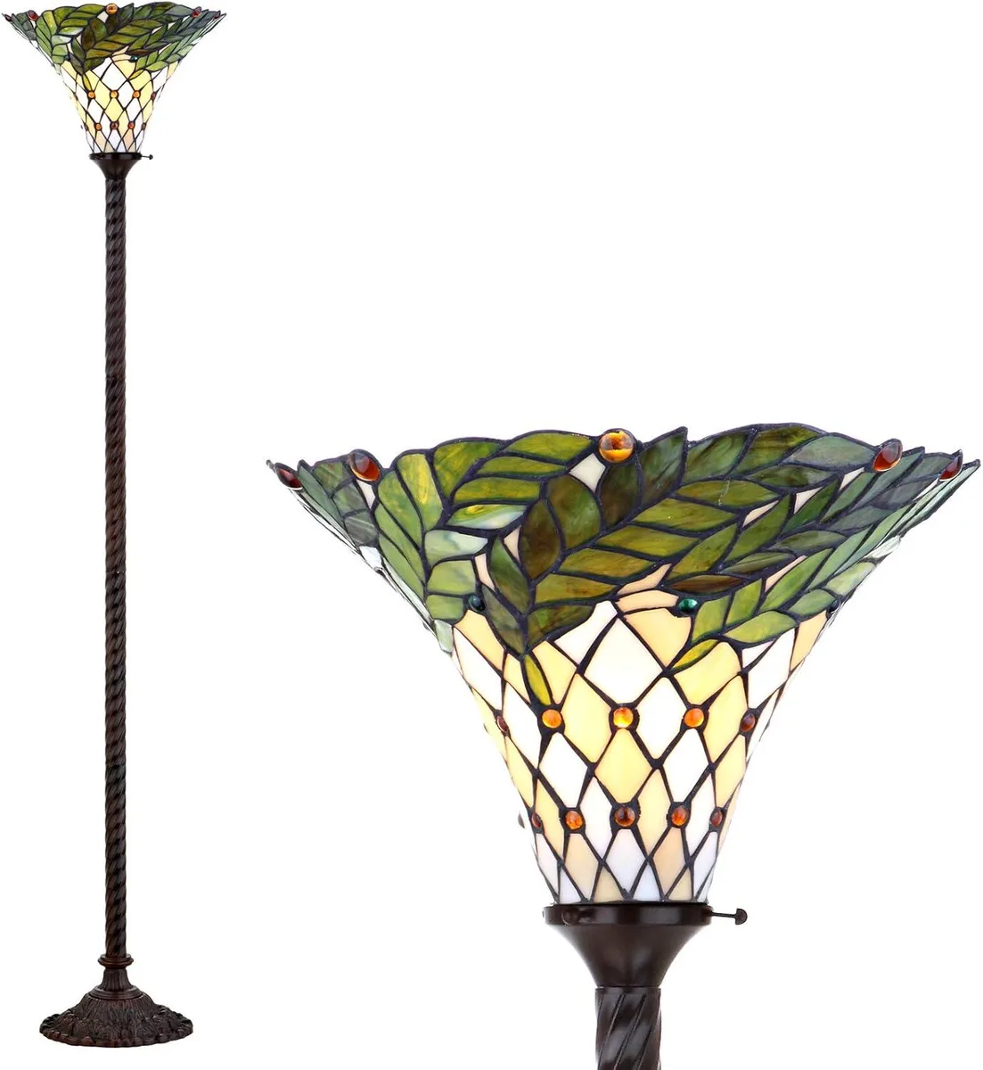 TUKO TUKO Botanical Tiffany-Style 71" Torchiere LED Floor Lamp Bronze — product photo