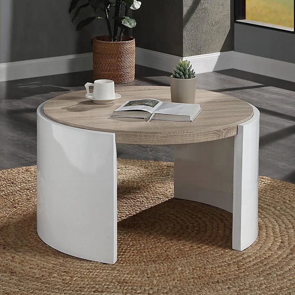tuphen tuphen Oak and White High Gloss 1-Drawer Coffee Table — product photo