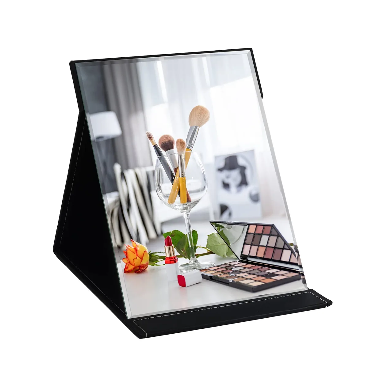 ZBEIVAN 12x9 Inches Portable Folding Makeup Mirror Black — product photo