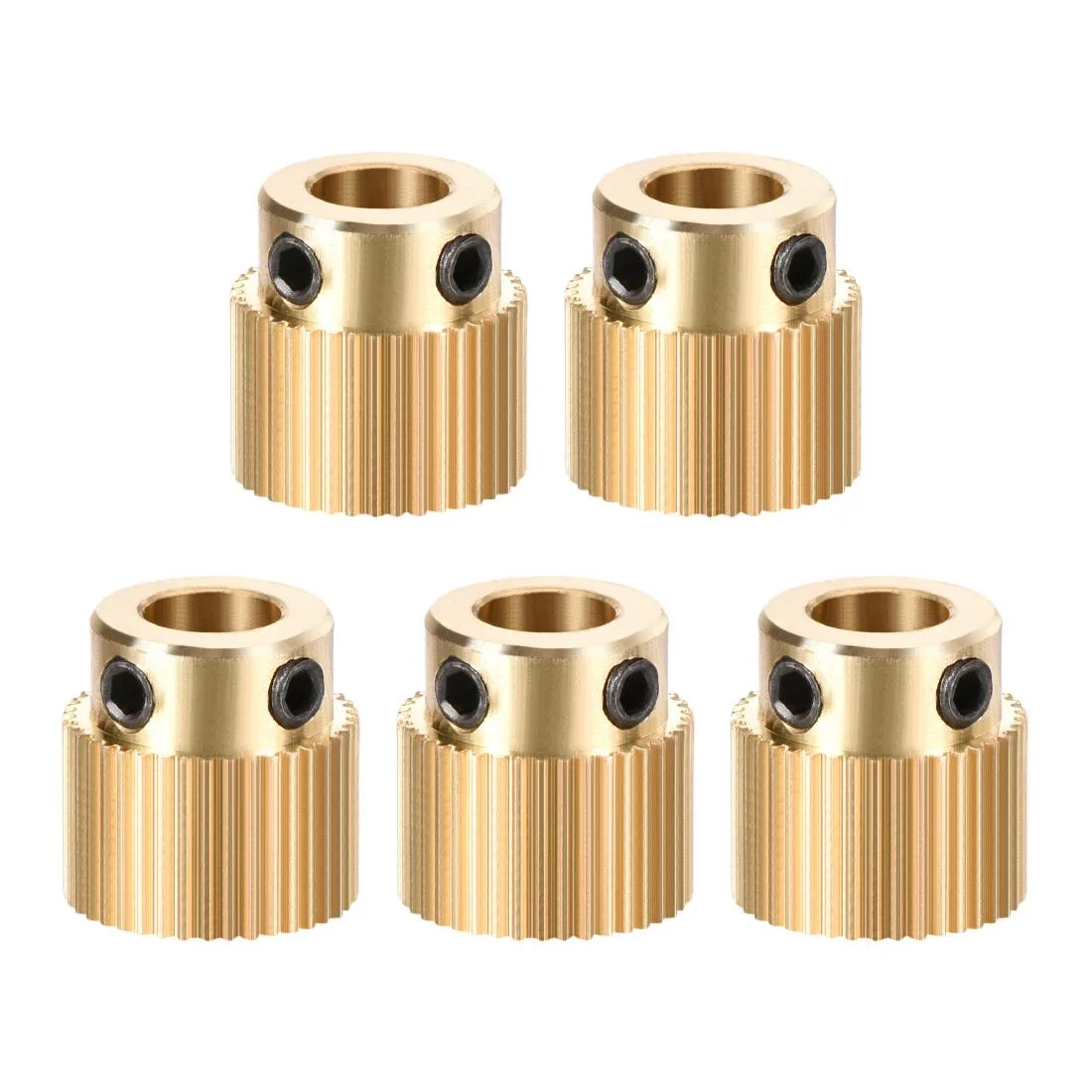 Five brass extruder gears with 40 teeth and 5mm bore
