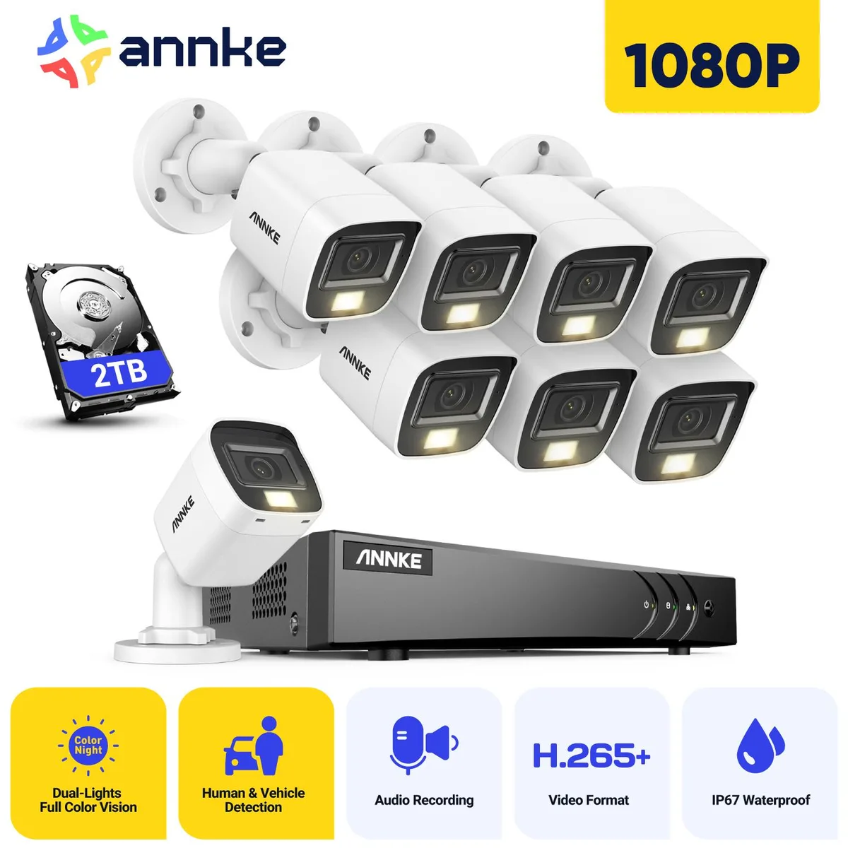 Annke Annke 8CH 5MP Lite 2TB HDD White surveillance security system — product photo