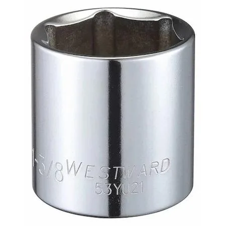 Westward 1/2 inch drive 1-3/8 inch SAE socket, chrome finish, six-point design