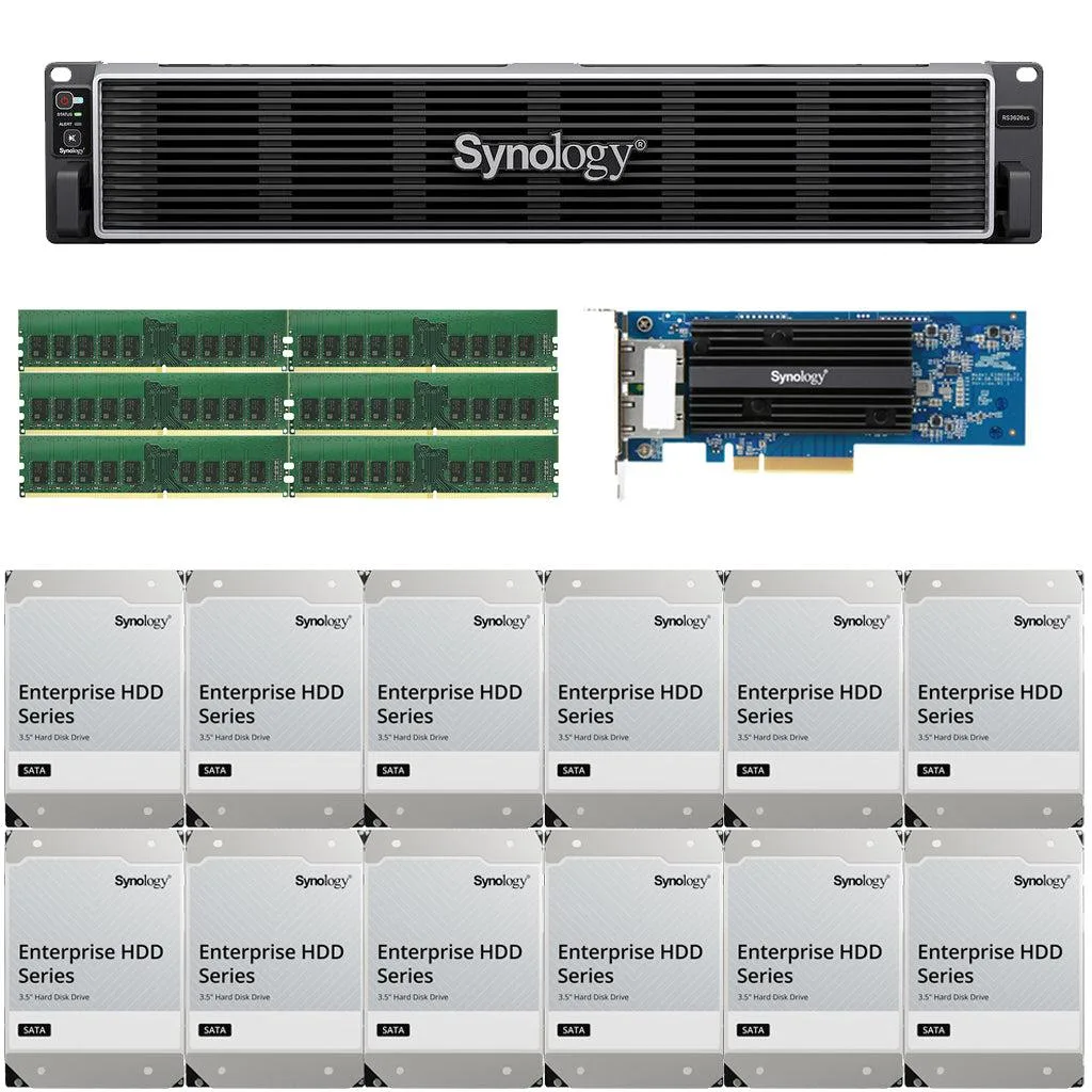 Synology Inc. Synology RS3626xs 12-Bay Rackmount NAS 48GB 240TB 25GbE — product photo