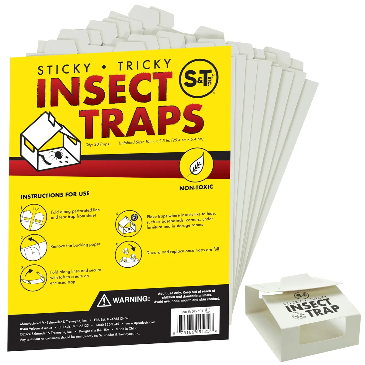 Pack of 30 flat white glue traps, each 10 by 2.5 inches, perforated sheets ready to fold into enclosed boxes