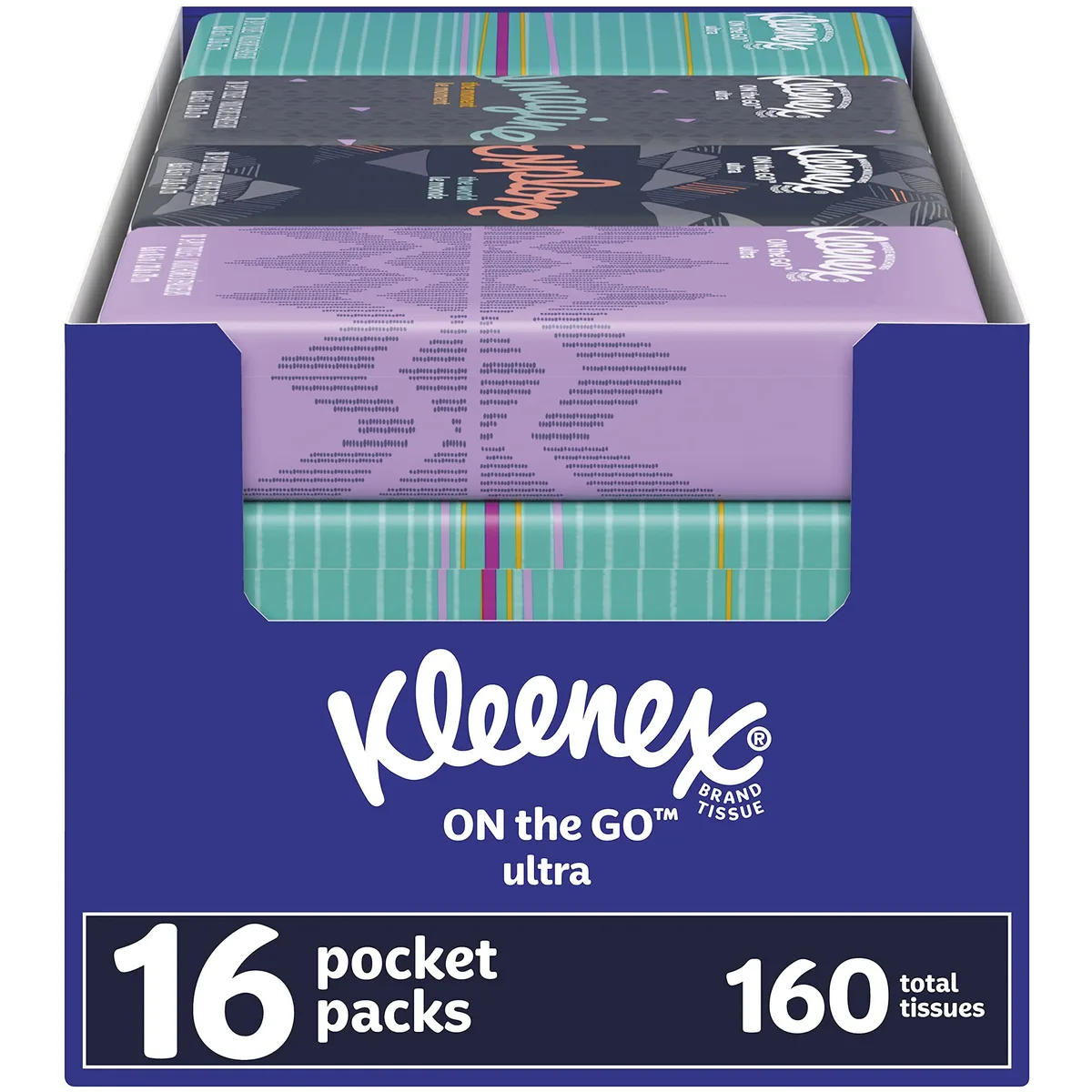 Sixteen white pocket tissue packs in a bag
