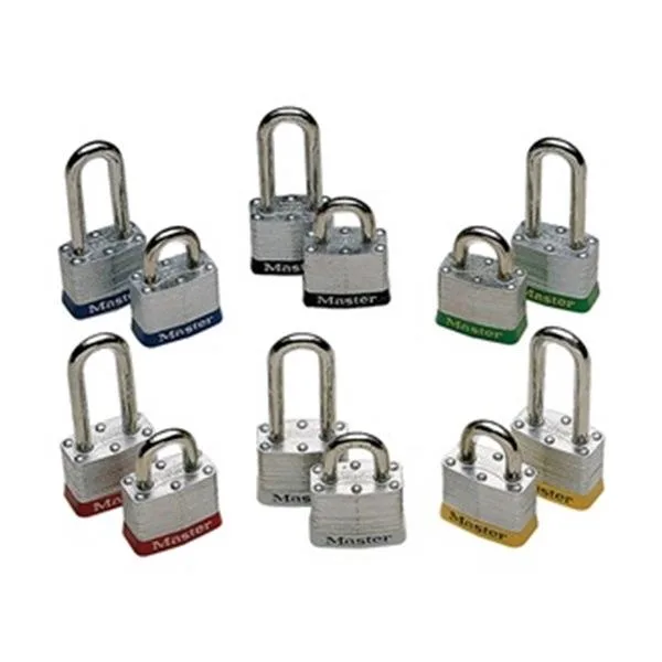 White laminated steel safety padlock with extended shackle