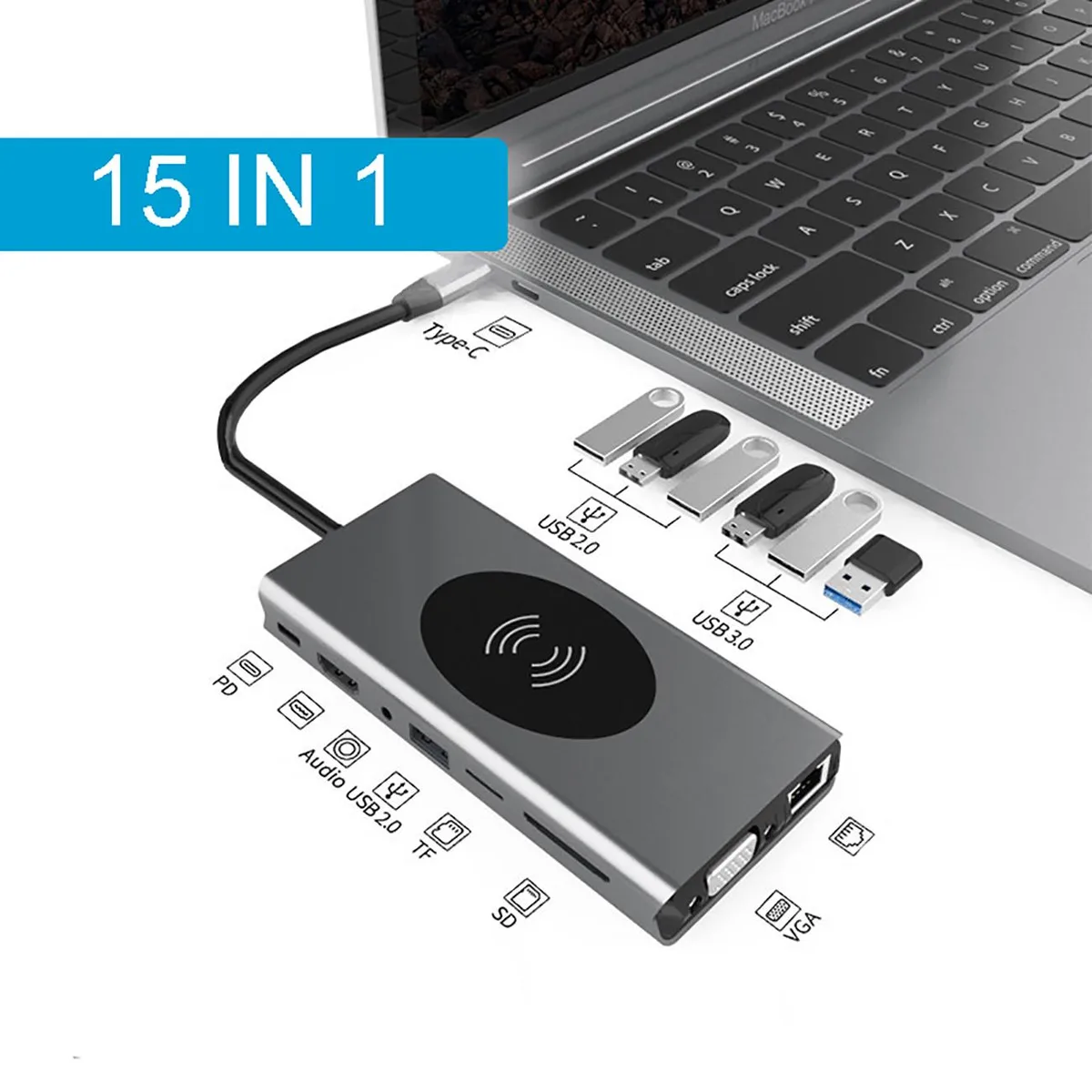 ESTONE ESTONE BXS15IN1 15-in-1 Docking Station Silver — product photo