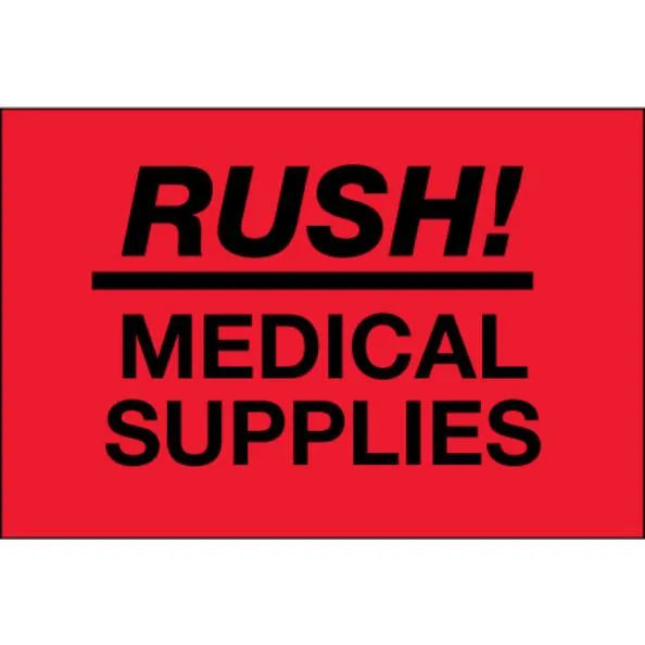 Tape Logic Tape Logic "Rush - Medical Supplies" Labels 2" x 3" Fluorescent Red 500/Roll — product photo