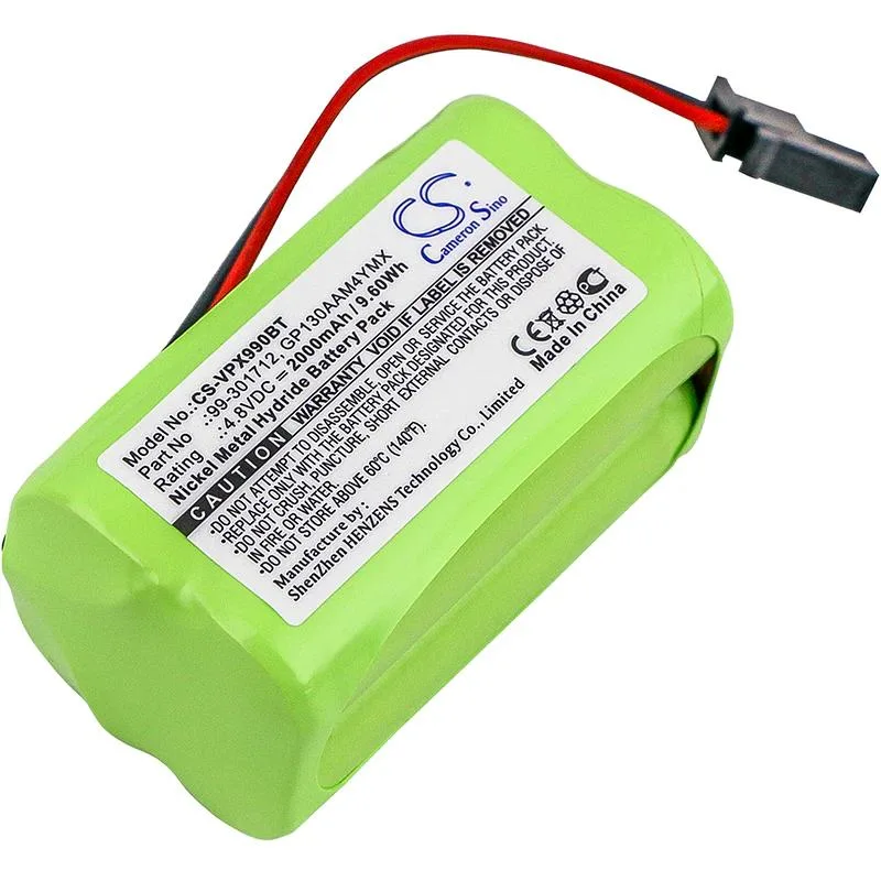 Rectangular replacement battery with green label and two terminal connectors
