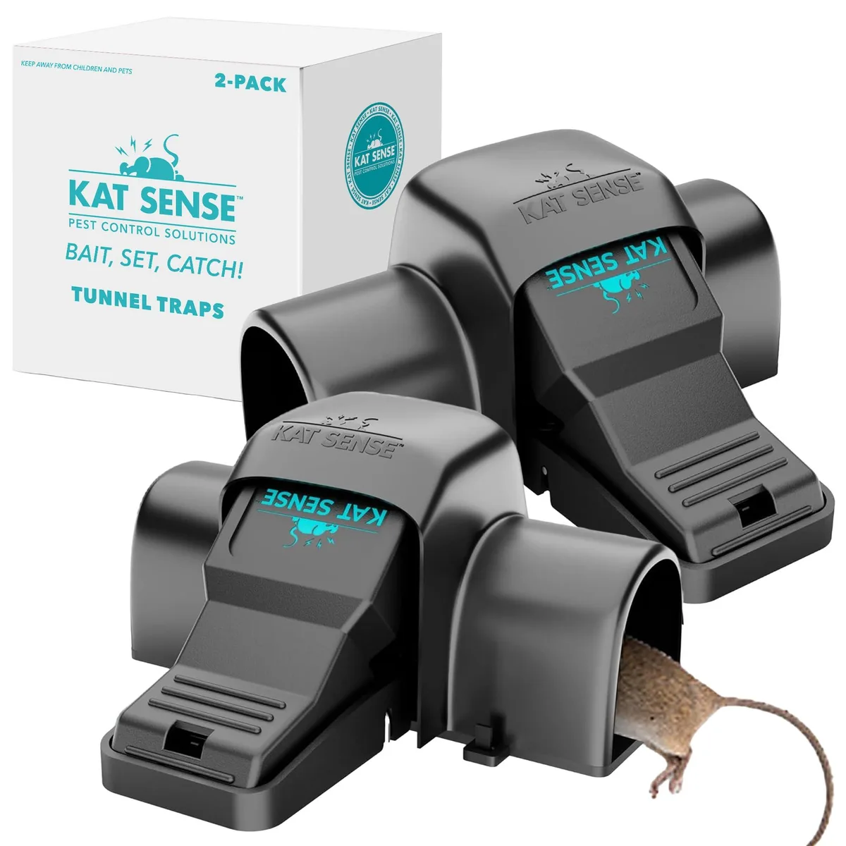 Six enclosed plastic tunnel traps with dual entry points