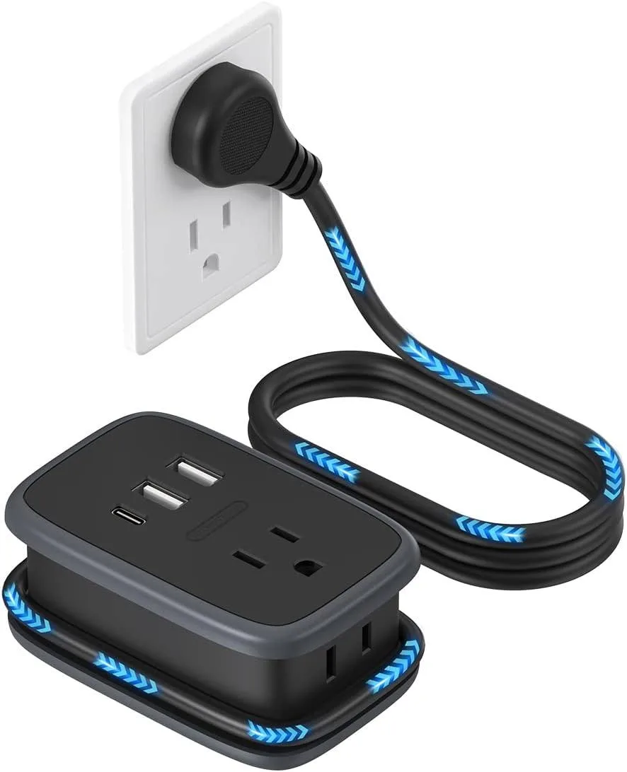 NTONPOWER NTONPOWER 2-Outlet 3-USB Travel Power Strip Black 125V — product photo