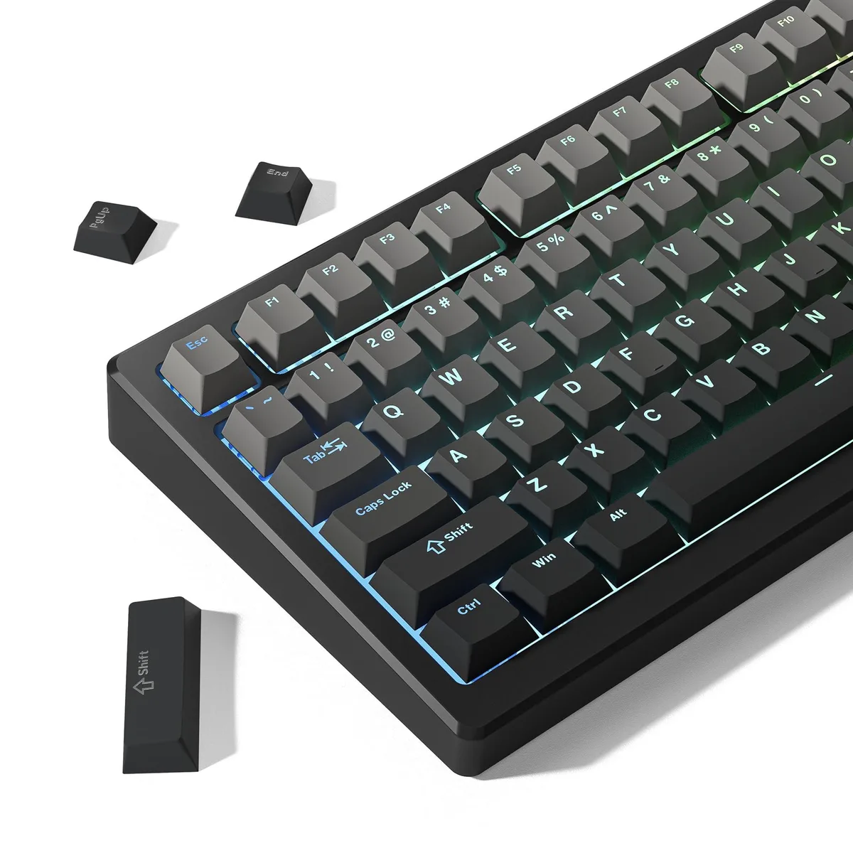 Womier Womier Gradient Grey Shine Through PBT Keycaps Cherry Profile 132 Set — product photo