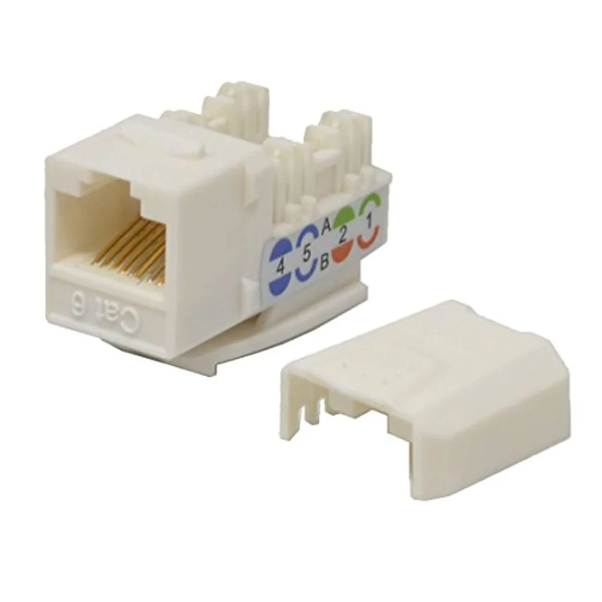 Logico Logico Cat6 Keystone Jack White 5 pack 110 Punchdown 568A 568B — product photo
