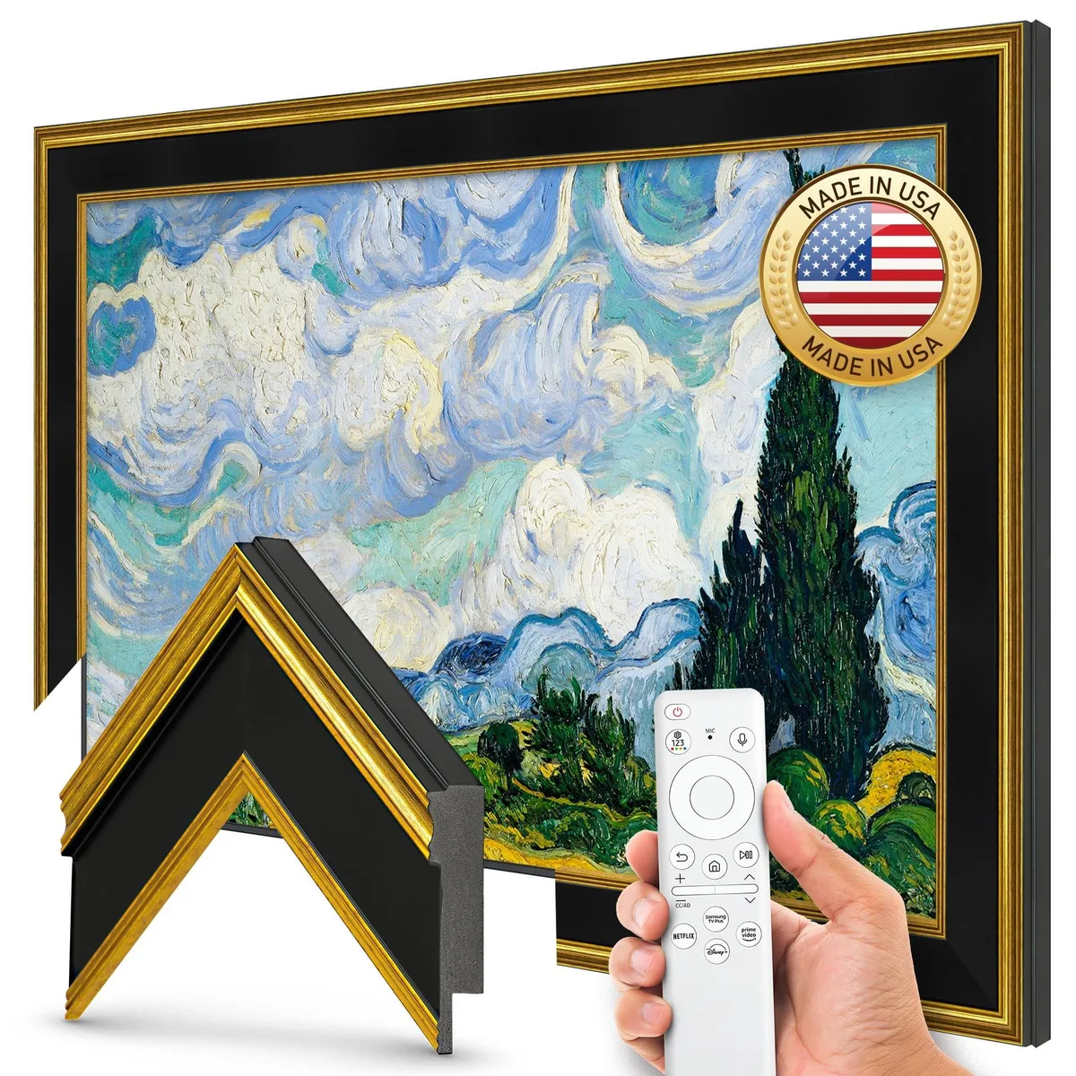 Frame My TV Frame My TV Antique Gold &amp; Black 55" Premiere Deco TV Frame 2 in 1 accessory — product photo