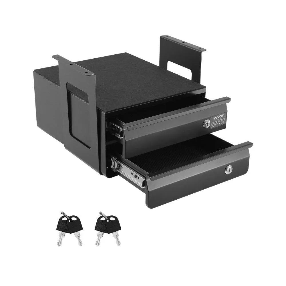 VEVOR VEVOR 13 in Lockable Double-Layer Under Desk Drawer, Black — product photo