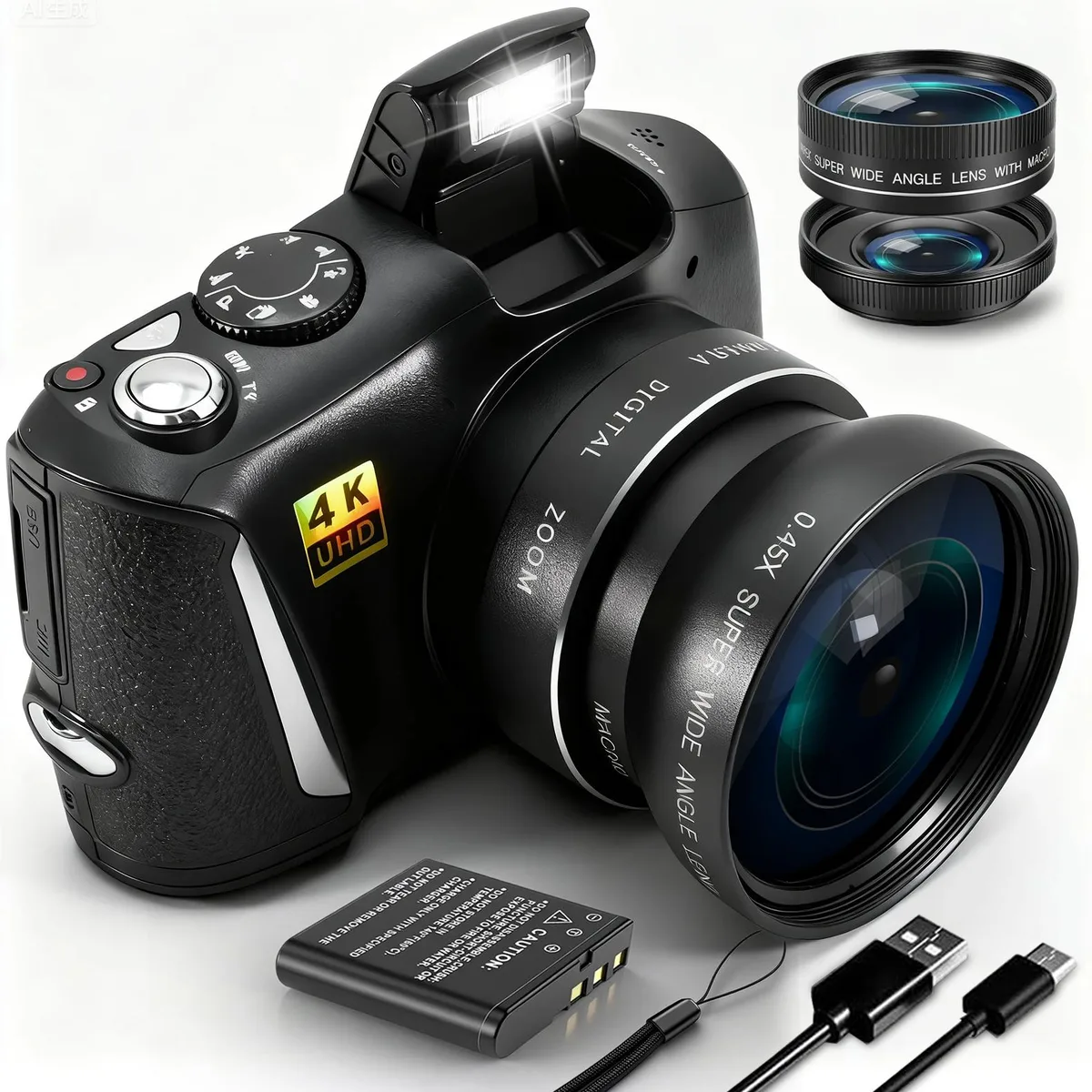 novzzovaz novzzovaz 48MP 4K Shoot Camera 3.0" 16X Zoom Black — product photo