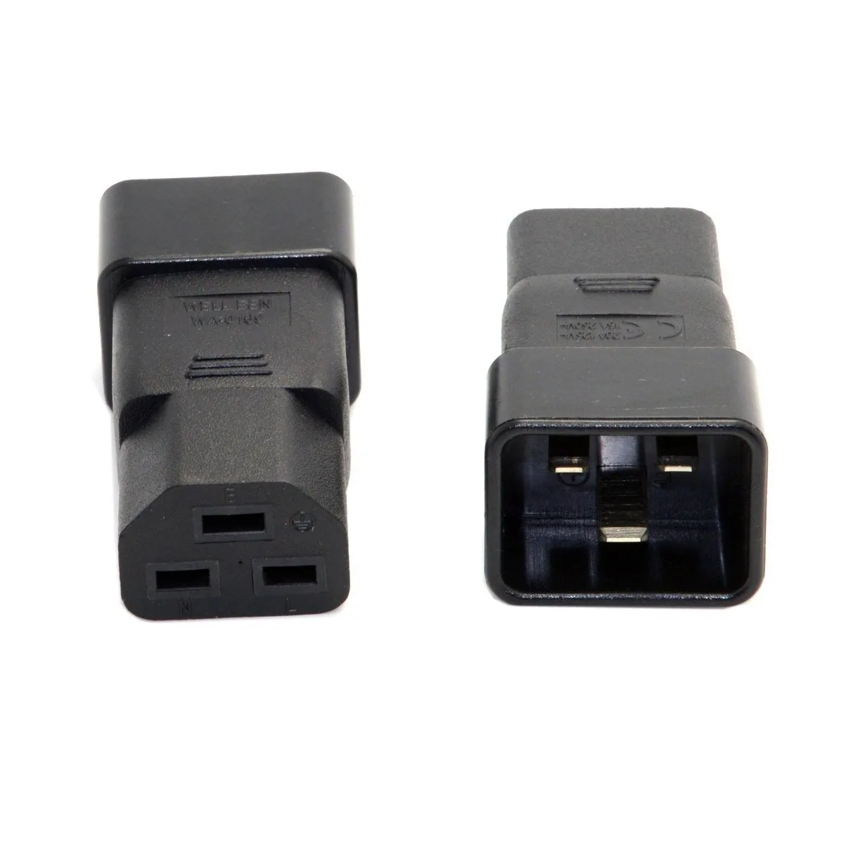 TeKit TeKit C20 to C21 IEC320 power adapter 10A 250V 2 pack — product photo