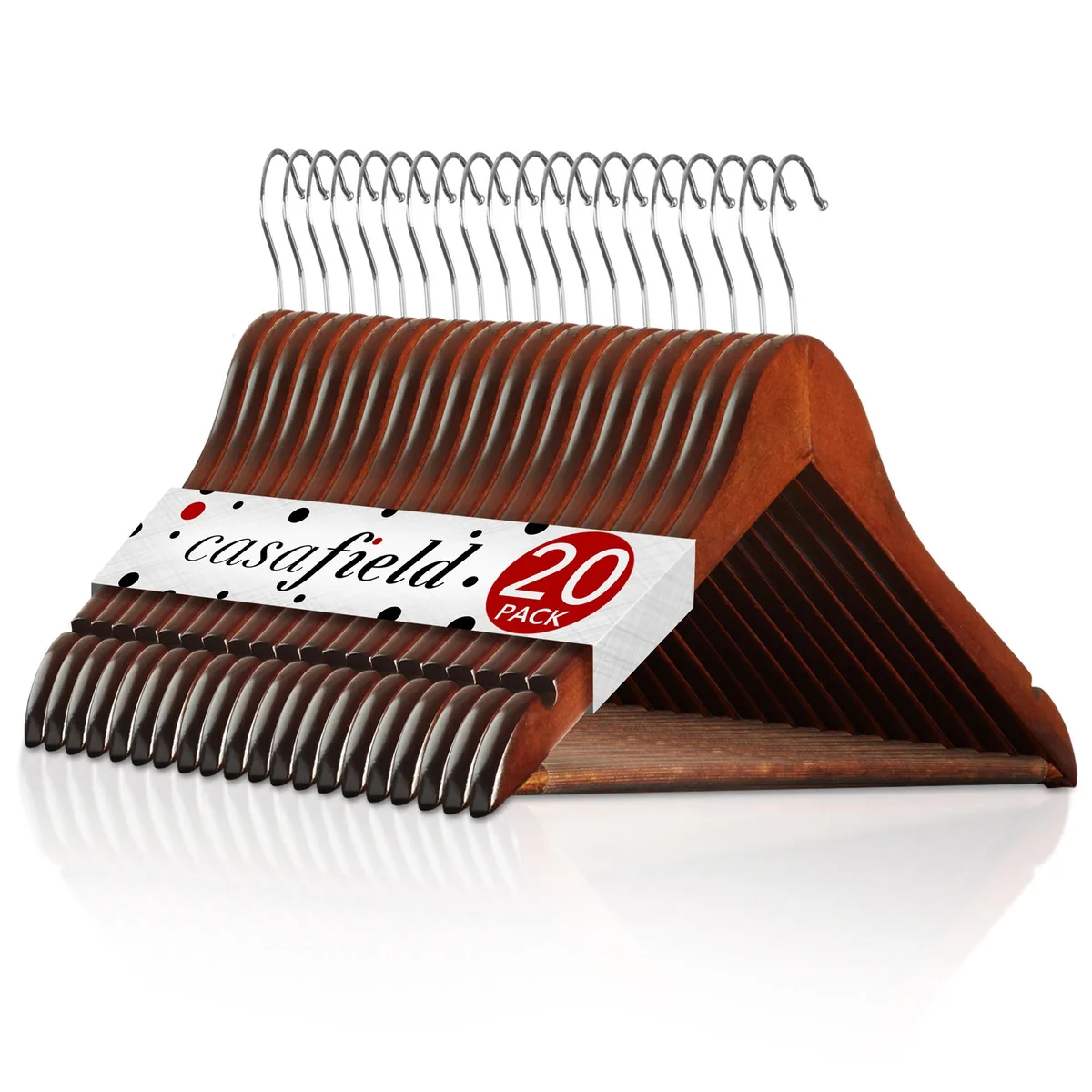 Casafield Casafield 20 Walnut Wooden Suit Hangers Cherry Brown — product photo