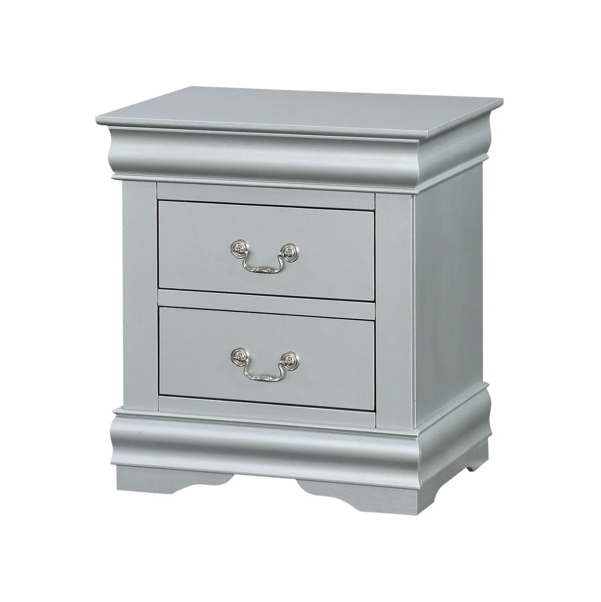 tuphen tuphen Louis Philippe III Platinum Finish Nightstand 14"L x 13"W x 5"H — product photo