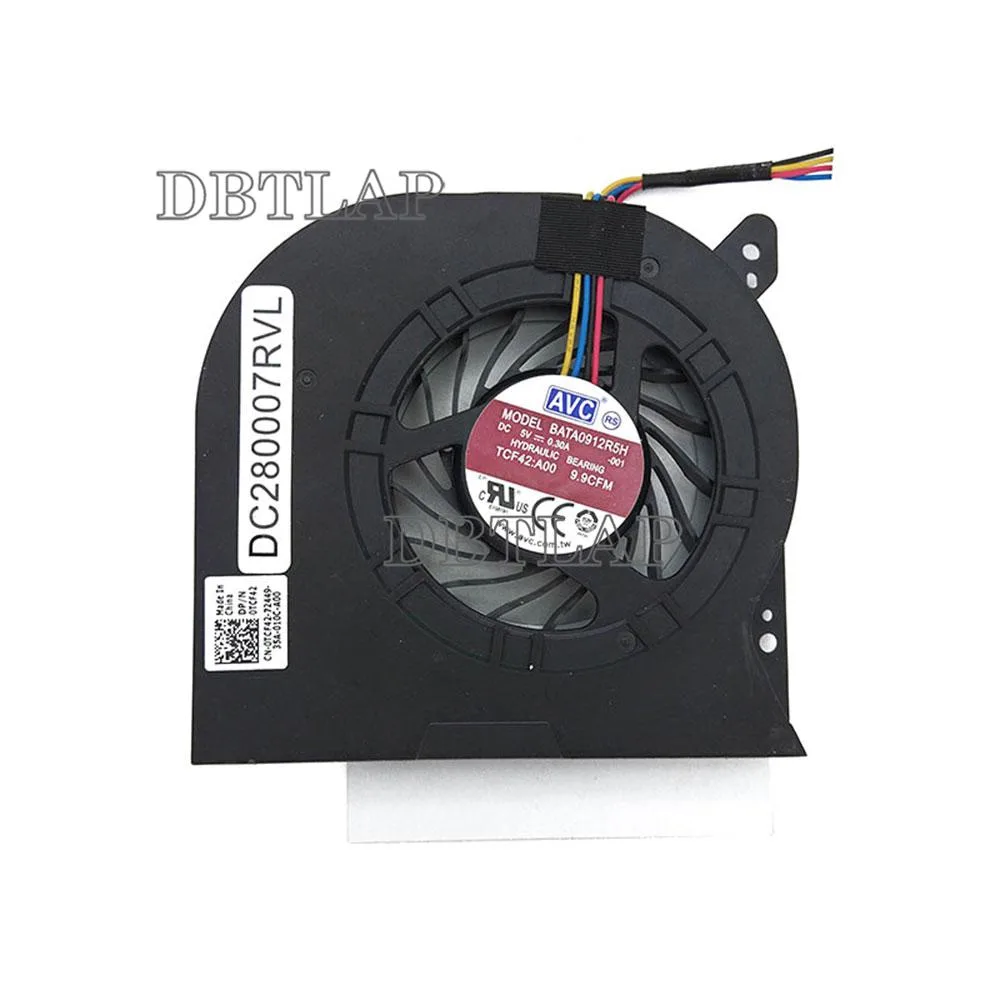 Small black plastic laptop cooling fan with wire grille and cable connector