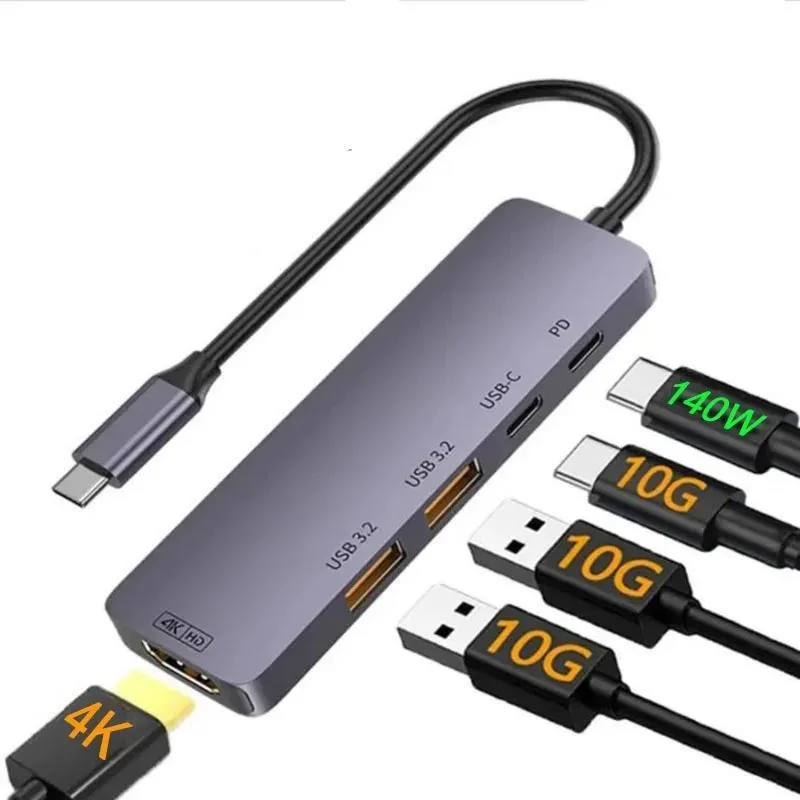 WRIARICH WRIARICH T608-5IN1 5-in-1 10Gbps USB C Hub with 4K@60Hz HDMI 140W PD — product photo