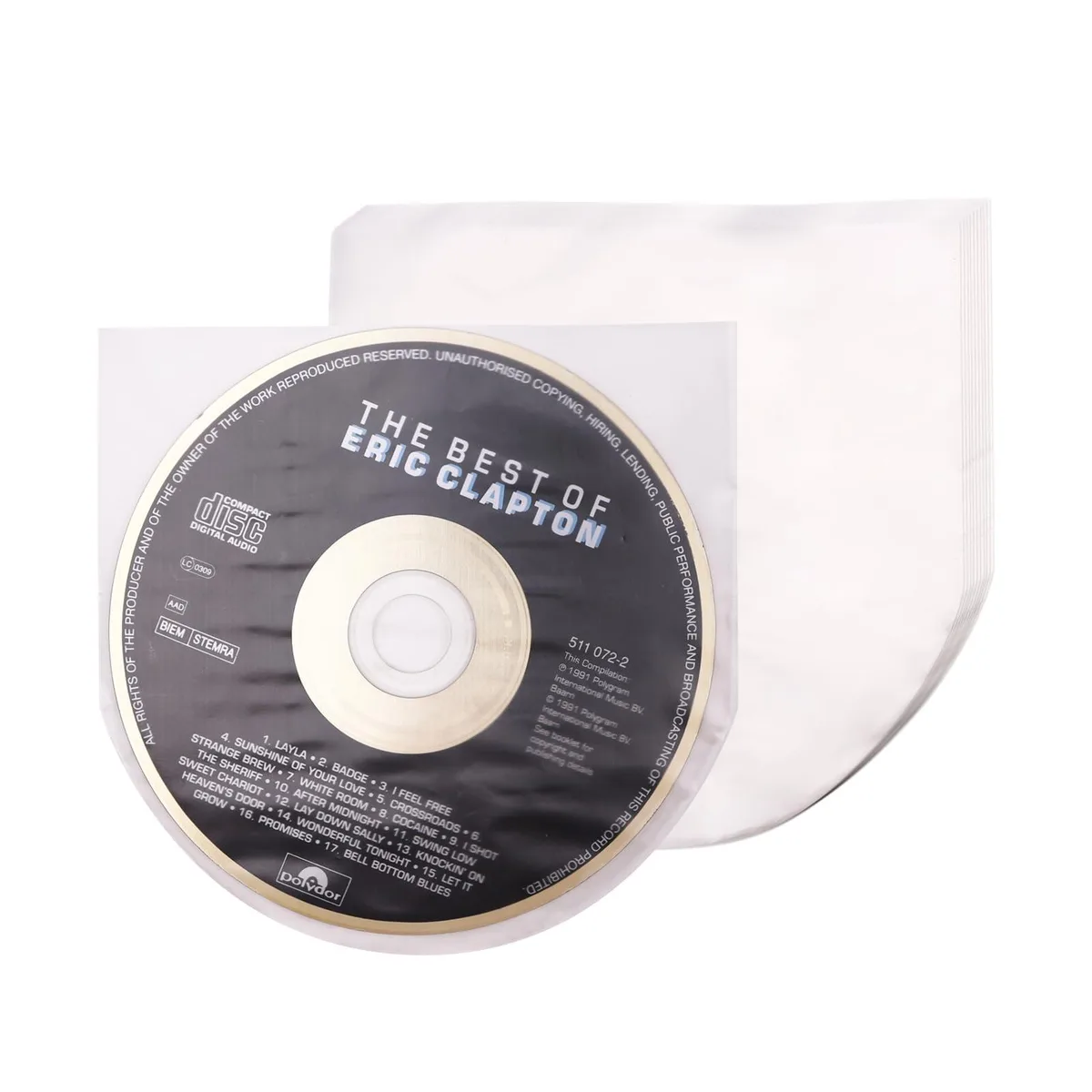Nagoiyee 50 PCS CD/DVD Inner Sleeves Anti-Static Round Bottom Clear Transparent Plastic Sleeves — product photo