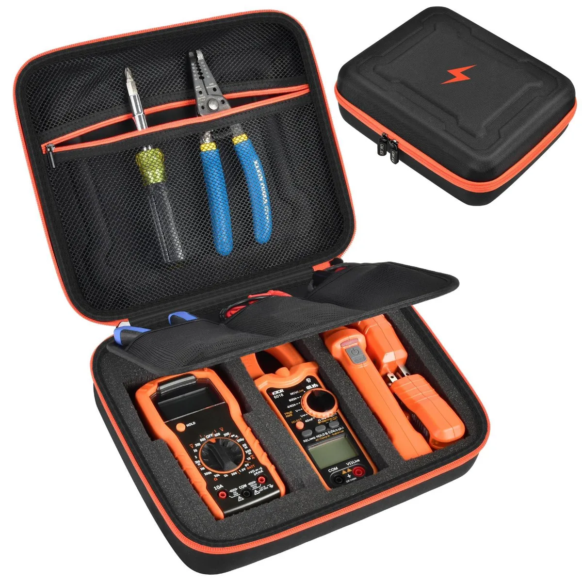 Black hard-shell EVA case with foam insert for Klein multimeters