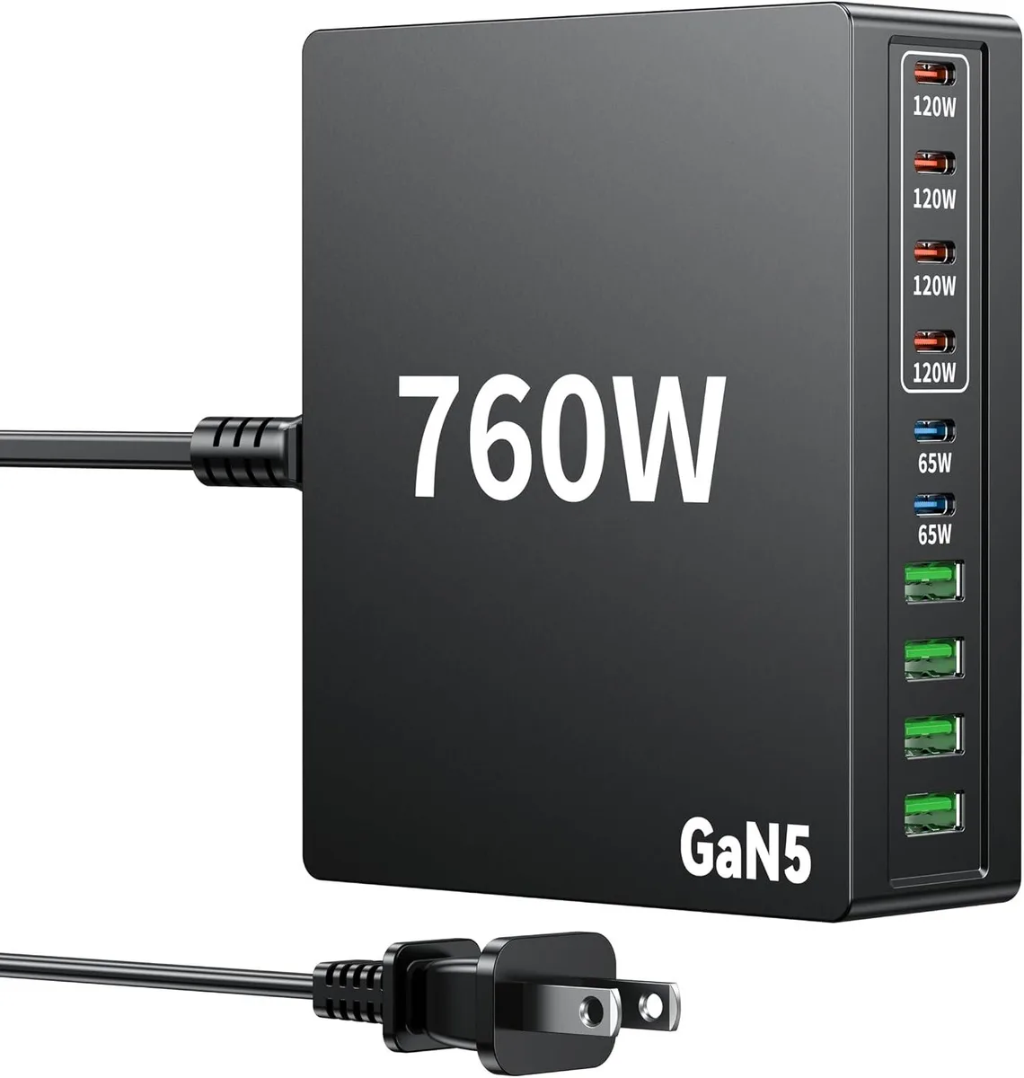 ONITOON ONITOON 800W 10-Port USB-C Charger 6×120W PD 4×USB-A 5.5ft Cord — product photo