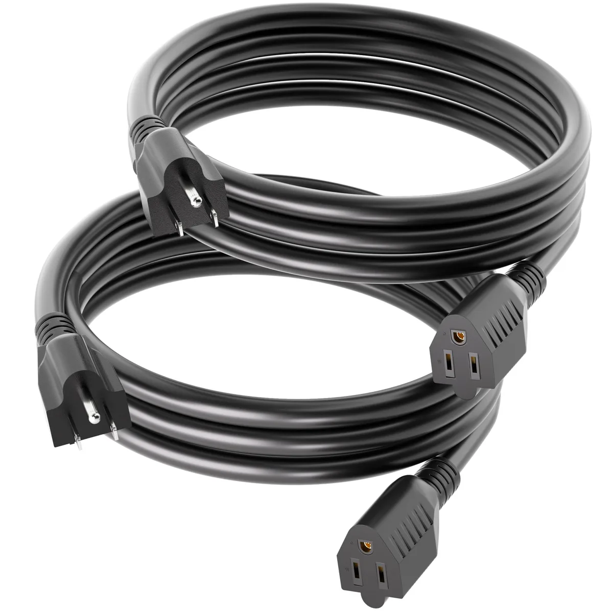  POWGRN 6 ft 2-Pack 16/3 Black Outdoor Extension Cord 13A 1625W IP65 -58°C — product photo