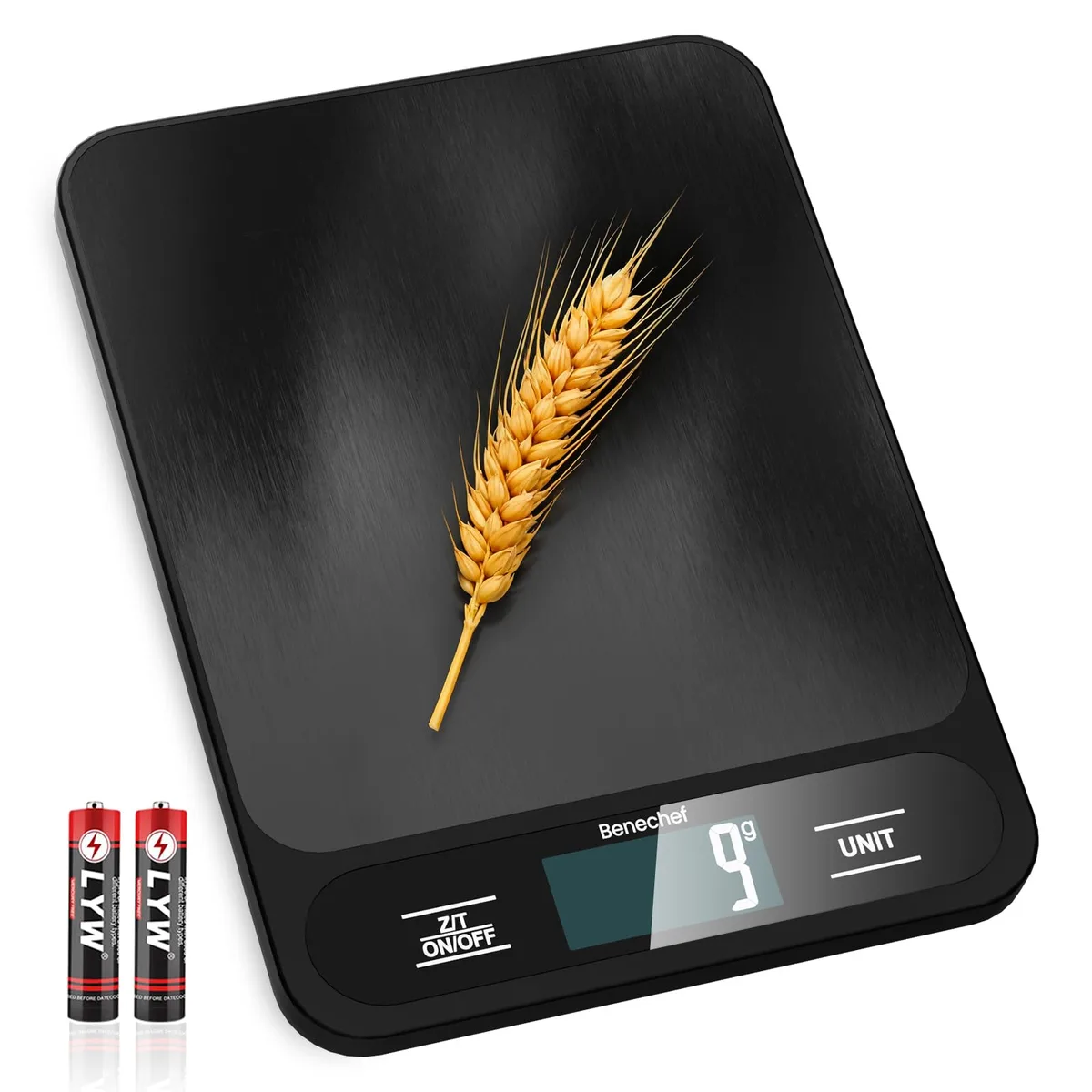 Meterk 218-Black Digital Kitchen Scale 22lb 1g/.05oz Stainless Steel — product photo