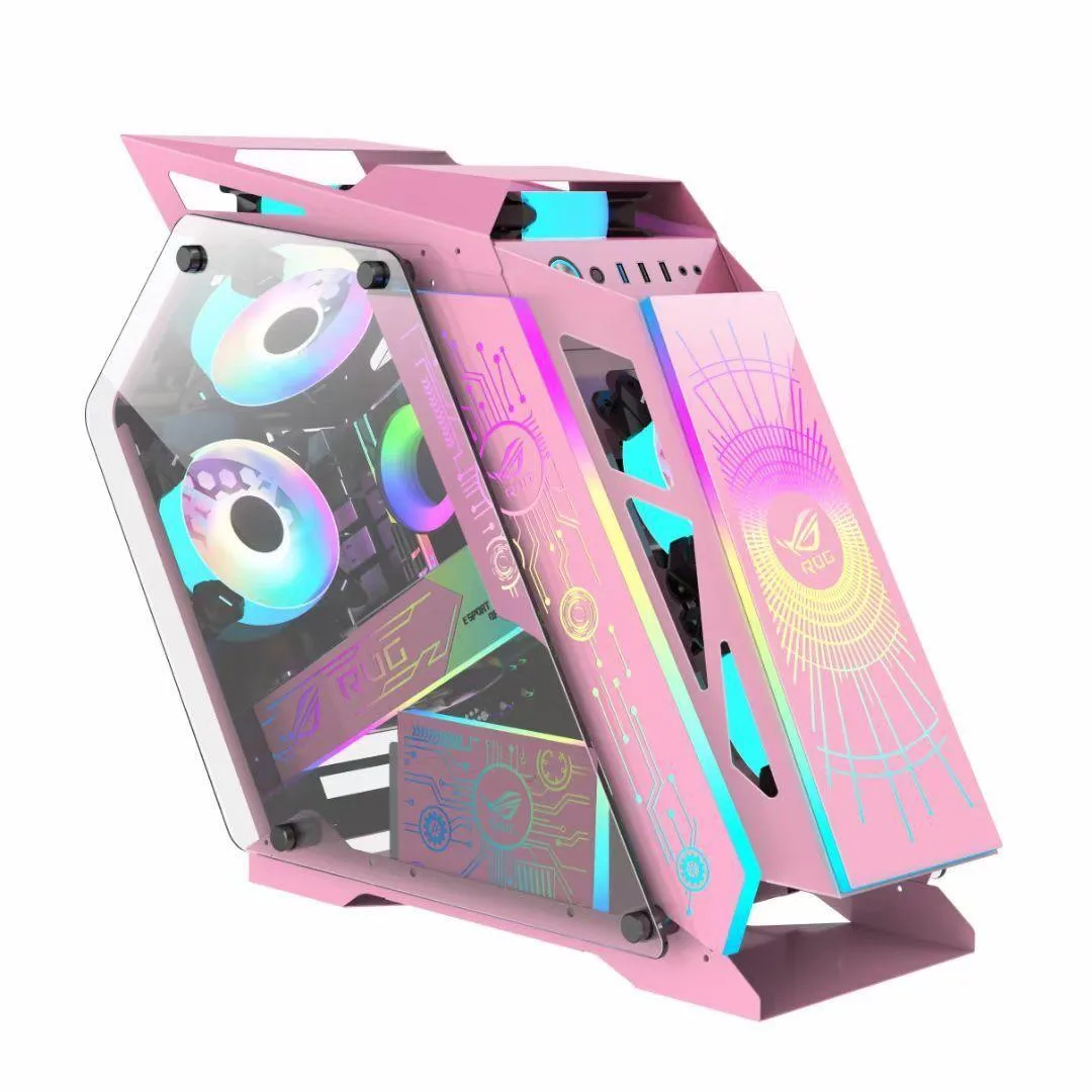 Corn Electronics Corn Electronics Micro ATX Mini-ITX PC Case Pink 240mm Radiator 120mm Fans 330mm GPU 165mm CPU Cooler — product photo