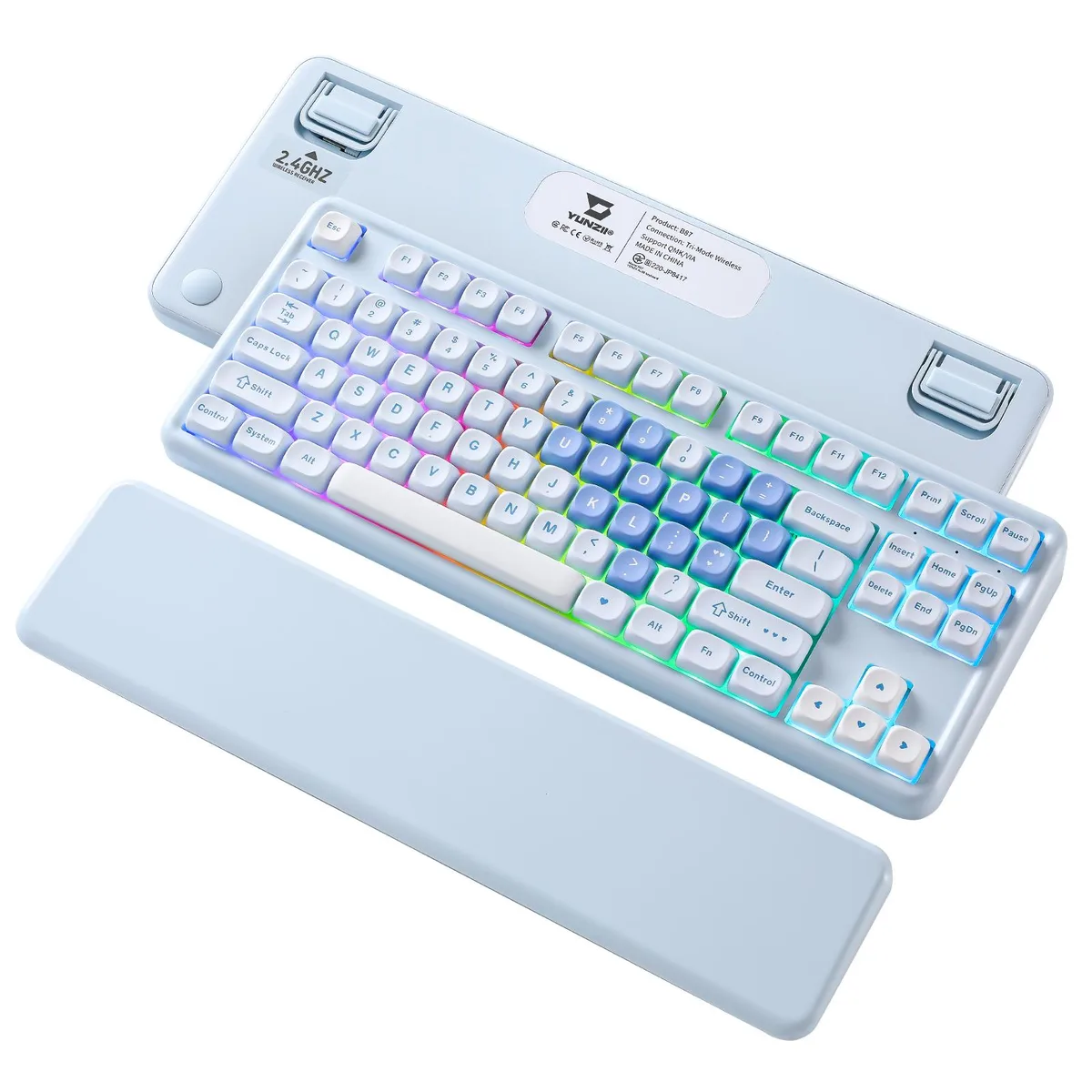YUNZII YUNZII B87 Heart Wireless Mechanical Gaming Keyboard Blue Cocoa V2 Switch — product photo