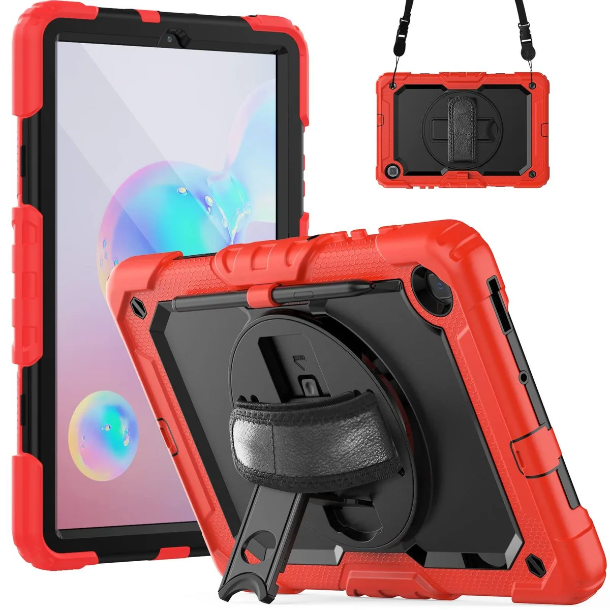 Timoom Timoom Heavy Duty Case 360° Stand Shoulder Strap Red 10.4" Tab S6 Lite — product photo