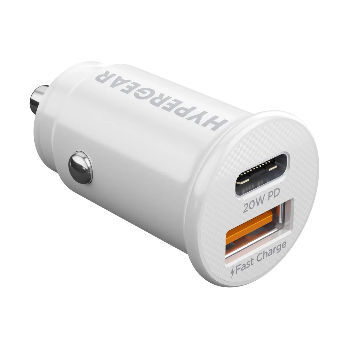 HyperGear HyperGear Mini 20W USB-C PD 18W USB Car Charger White — product photo
