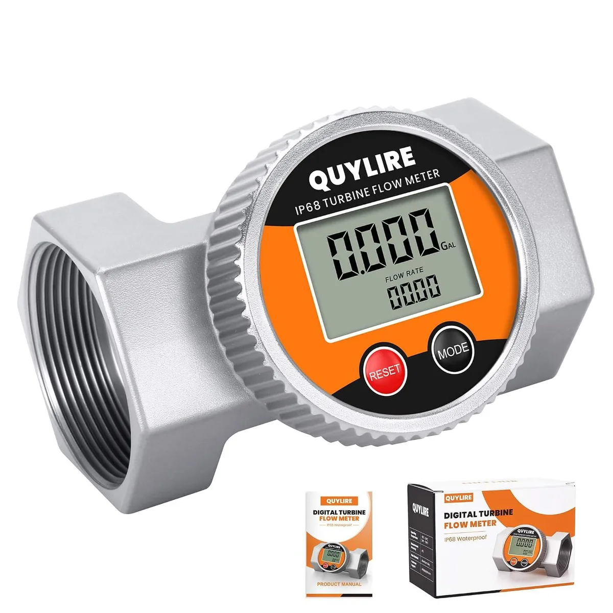 BFKK BFKK 2 Inch Flow Meter 16-160 GPM 360° Rotatable Screen NPT Female Thread IP68 ±1% Accuracy — product photo