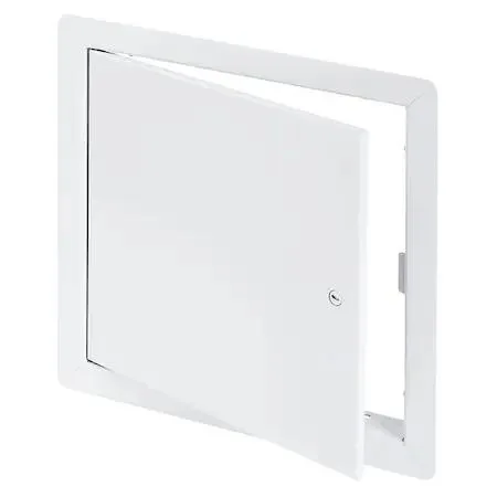 Square steel access door flush mounted with powder coated white finish and hidden hinge pins