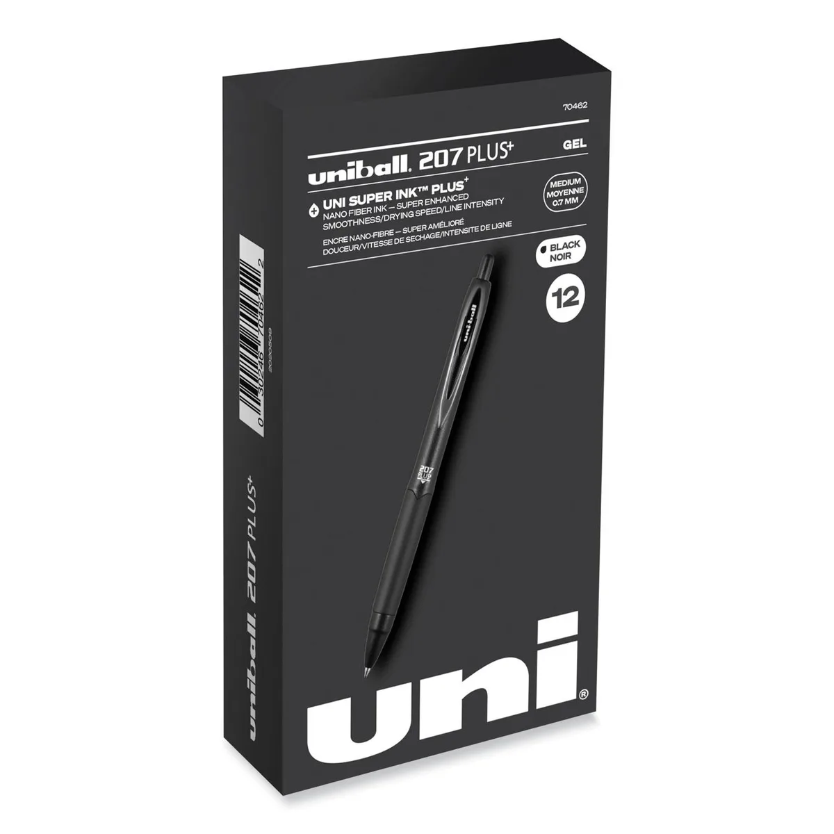 uni-ball uni-ball 70462 207 Plus+ Gel Pen Retractable 0.7 mm Black Dozen 70120 — product photo