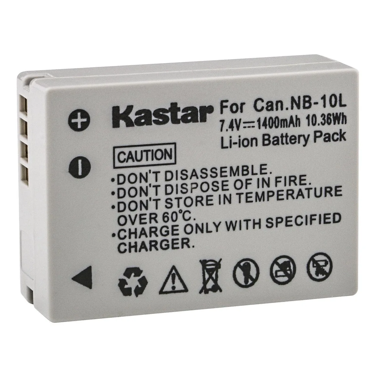 Kastar Kastar NB-10L 7.4V 1400mAh for PowerShot G1 X G3 X G15 G16 camera battery — product photo