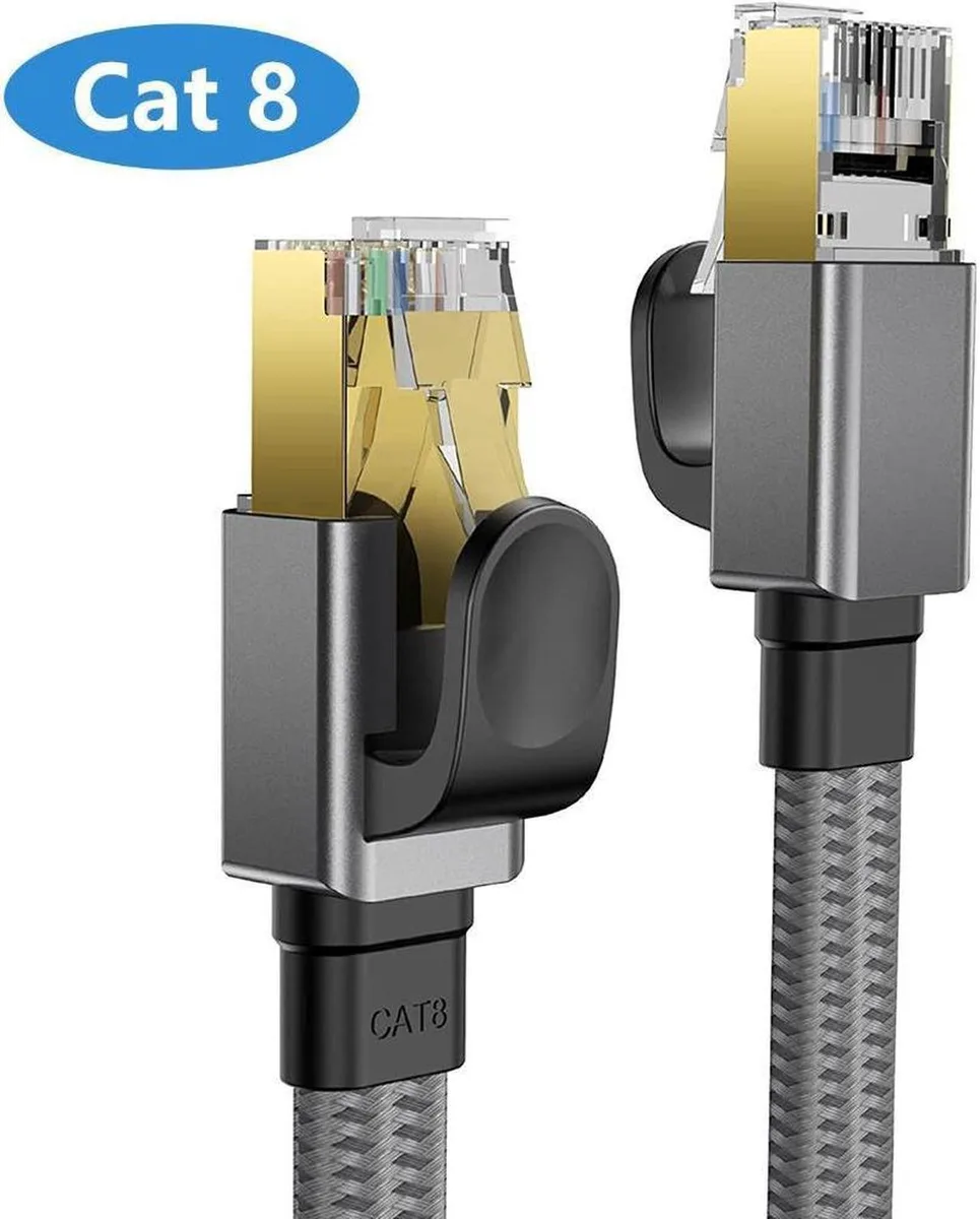 DIXSG DIXSG Cat 8 network ethernet cable 10FT 3M 26AWG flat braided 40Gbps 2000MHz — product photo