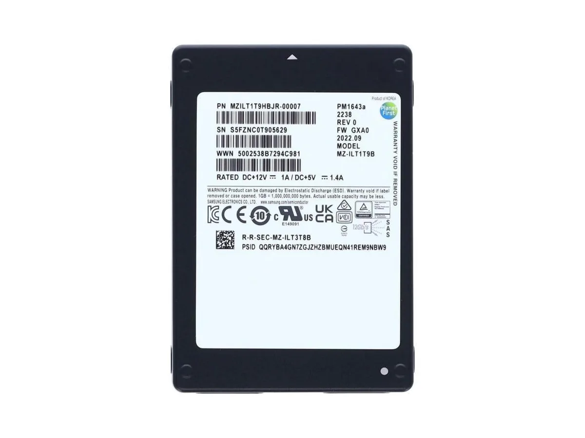 SAMSUNG SAMSUNG PM1643a 1.92TB 2.5" SAS 12Gb/s enterprise SSD — product photo